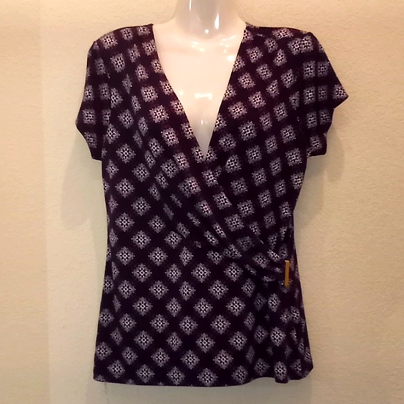 Charter Club Printed Surplice Wrap Top - Picture 6 of 12
